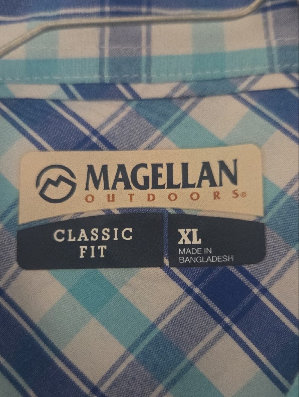 Magellan Outdoors Men’s Blue & Teal Plaid Short-Sleeve Button-Down Shirt - Sz XL - Picture 10 of 12